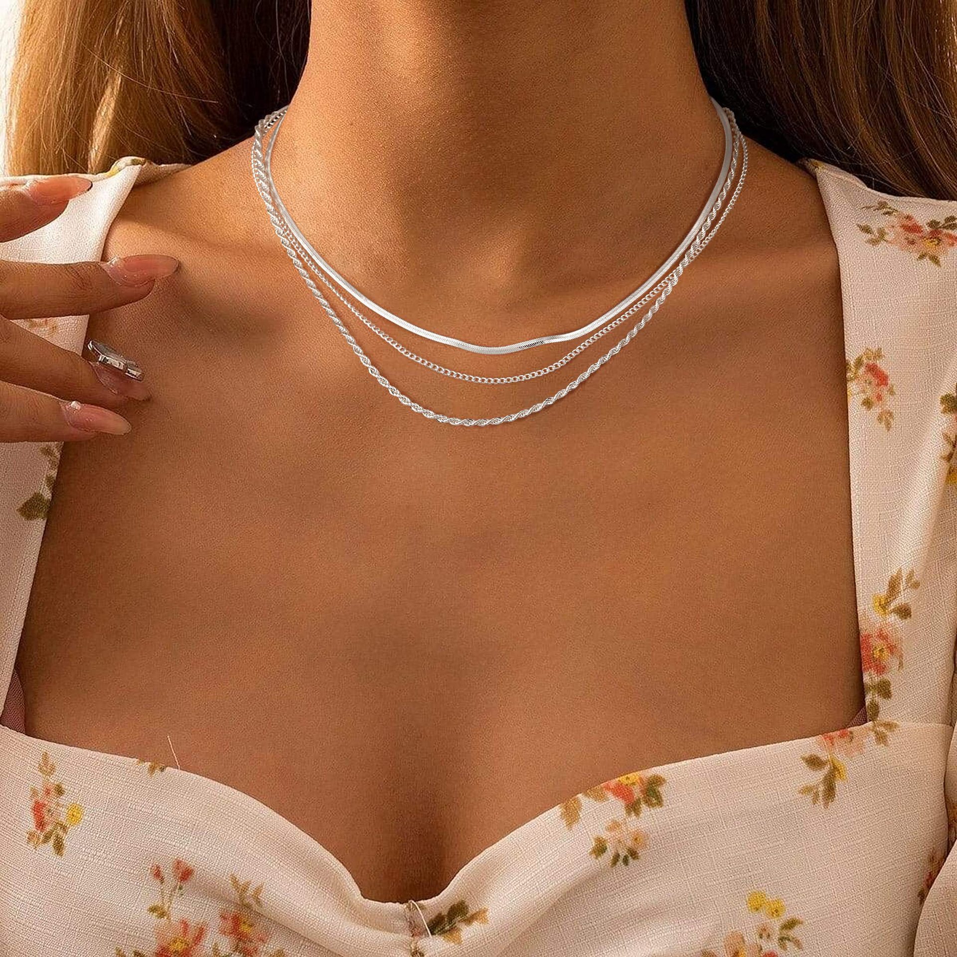 跨境欧美时尚ins波西米亚风叠戴扁链Necklace for Women配饰批发