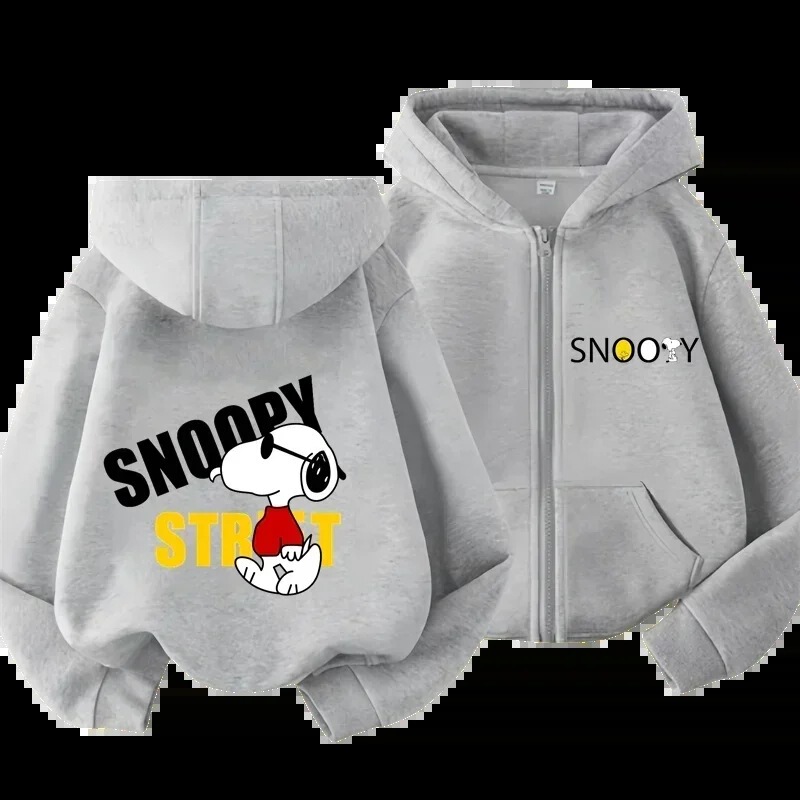 Peanuts Snoopy Cartoon Children's Zipper Hoodie Cartoon Print Autumn and Winter Long Sleeve Sweatshirts Casual Top