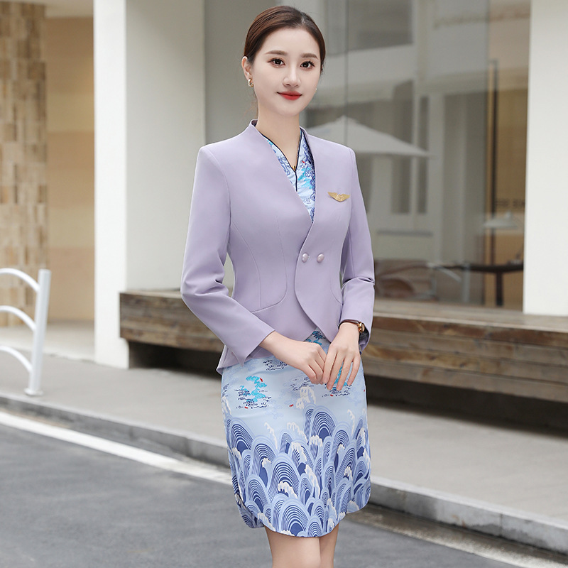 dress stewardess business attire female flight attendant uniform cheongsam welcome etiquette sales department front desk work clothes small suit