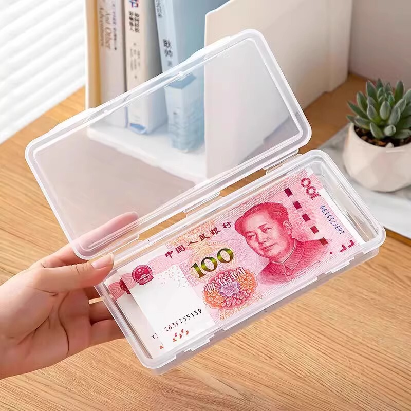 Large-Capacity Cash Storage Box for Change, Coin and Banknote Organizer, Transparent Storage Box for Household Use in Rmb