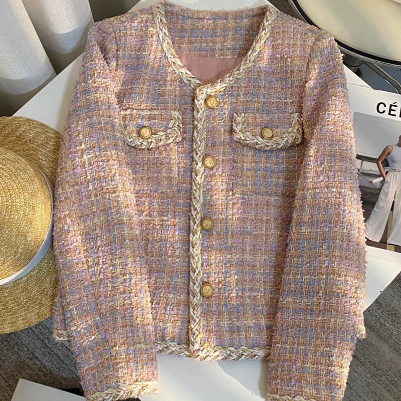 Cross-Border Versatile Fashionable Short Tweed Jacket for Women with a High-End Feel and Slim Fit