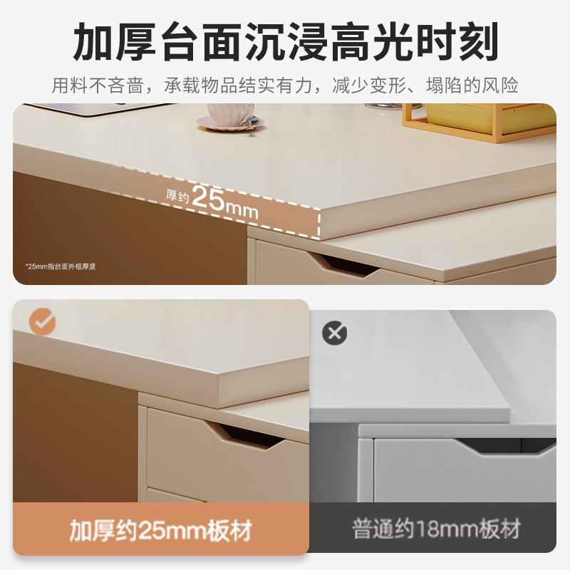 Escritorio para computadora para dormitorio de niñas, escritorio blanco para juegos de uso doméstico, estación de trabajo moderna y sencilla, mesa estilo crema.