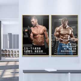 健身房励志墙面海报健美马甲线肌肉运动男女图片卧室贴画装饰