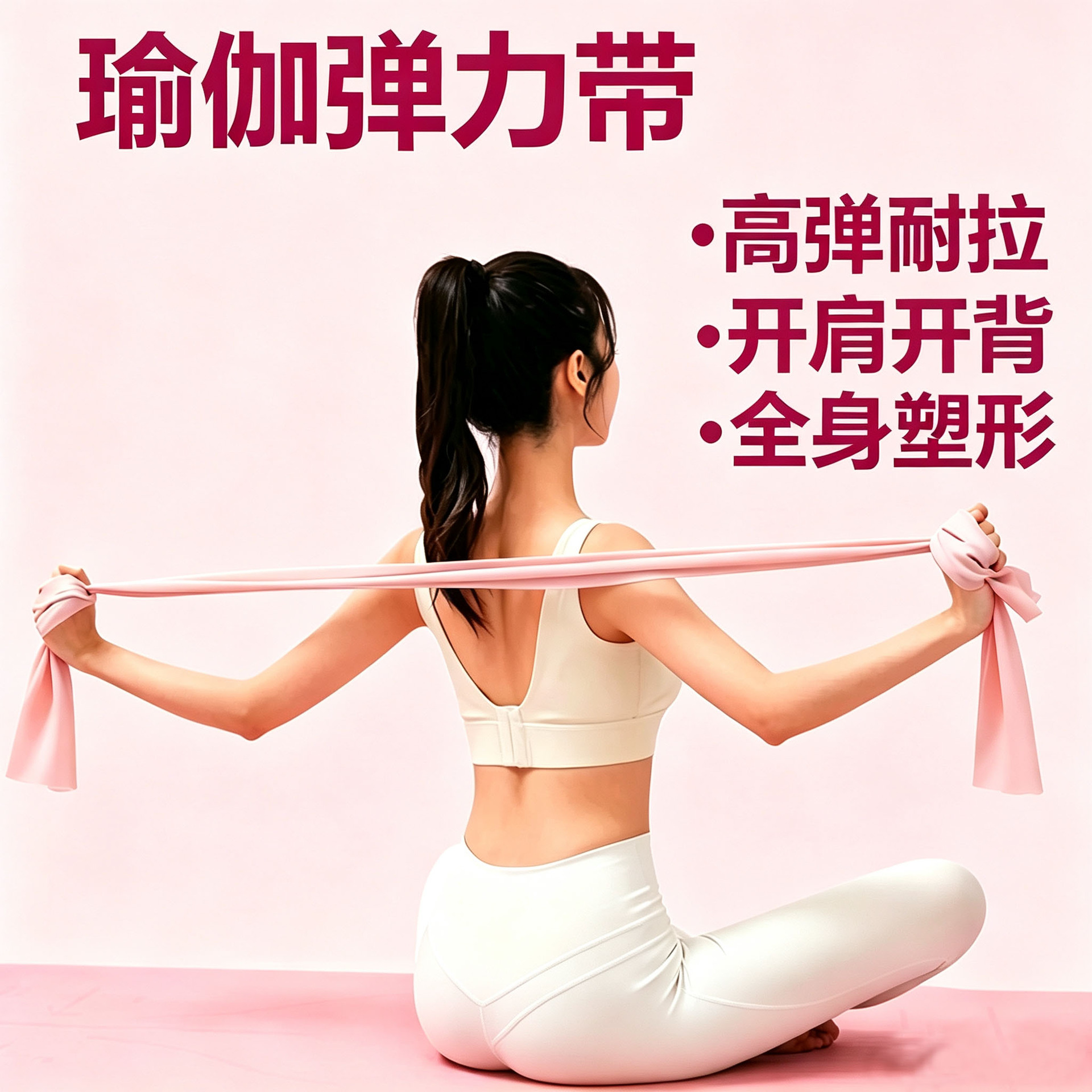 Yoga resistance band, fitness resistance band, back and hip trainer, resistance band for back opening, rehabilitation strength training resistance rope