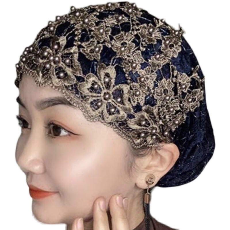 White hair covering headwear hat scarf women's spring and summer new Hui headscarf cover mother's convenient headgear hat