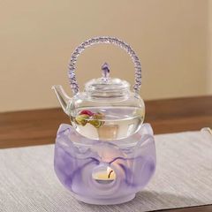 ティーポットガラス健康ポットハイエンド小容量フラワーティーポット新しい小さなティーポット耐熱ハイエンドティーセット