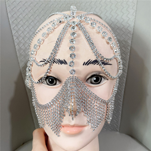 Cross-border European and American ethnic style masks, exotic headwear, retro rhinestone tassels, diamond pendants, headchain accessories
