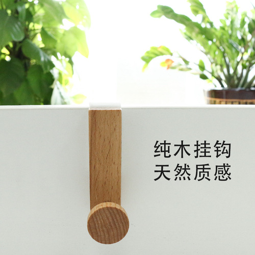 Japanese-style iron metal solid wood hooks cabinet hooks home wardrobe separator home furnishing invisible nail-free door hooks