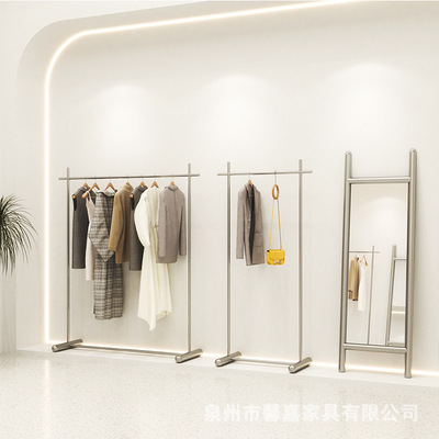 Display props for clothing store racks, floor-standing hanging racks, island shelves for women's clothing stores, stainless steel racks, hat racks