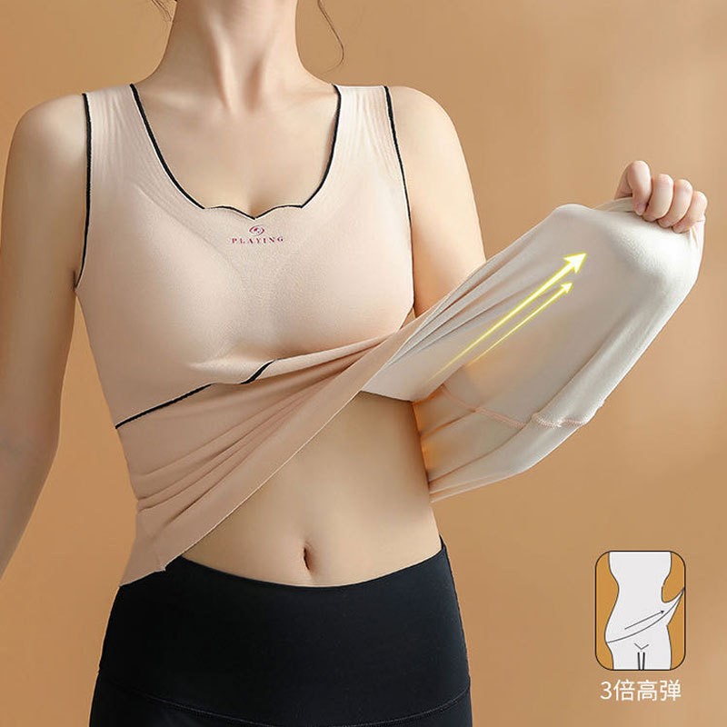 가을과 겨울 기모 가슴패드 여자베이스 조끼 갈매기 양면 샌딩으로 두꺼운 따뜻한 속옷