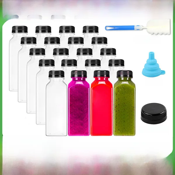 Amazon's Best Selling Square Fruit and Vegetable Juice Bottle 350 Transparent Thickeneded Plastic Bottle Disposable Pet Beverage Water Bottle