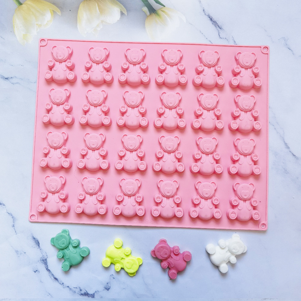 24 Lian Bears 123 molde de silicona pastel helado pudín molde de postre jabón utensilios de cocción