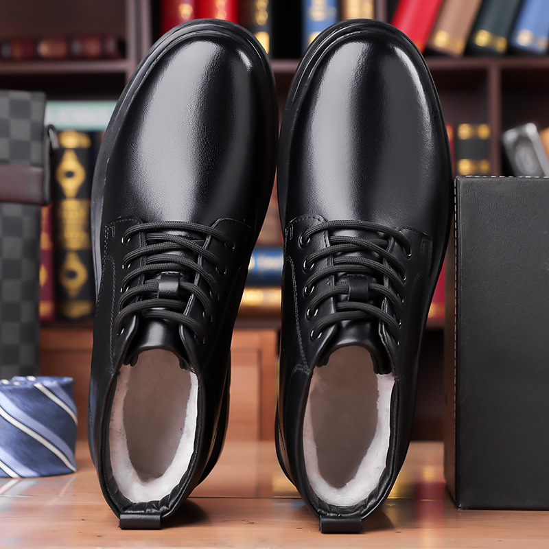 Scarpe eleganti uomo in pelle alte foderate in pile caldo_voghion.com
