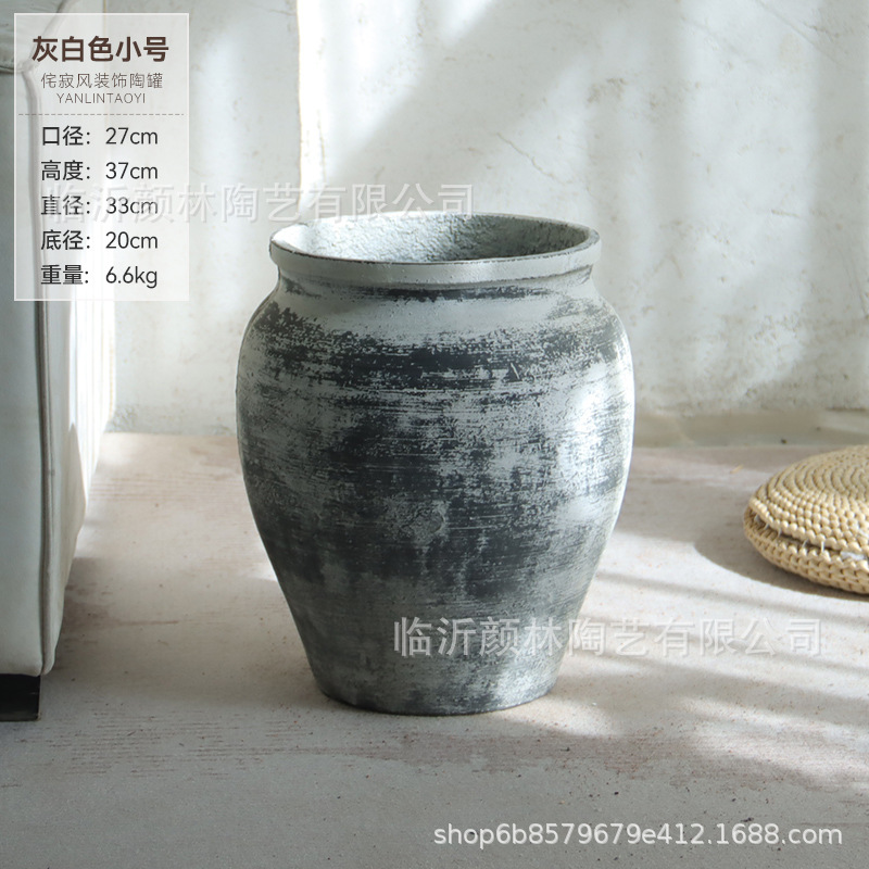 Flores de cemento retro alto estómago gran piso ventilado sala de estar hotel vestíbulo verde decoración maceta fuerte y duradera