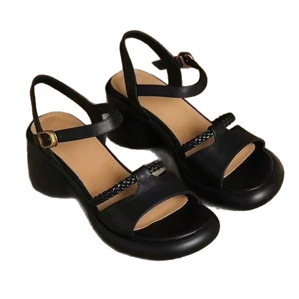 2026 verano nuevas sandalias de tacón grueso para mujeres pequeñas para aumentar la altura de los zapatos de tacones altos no cansados cómodos