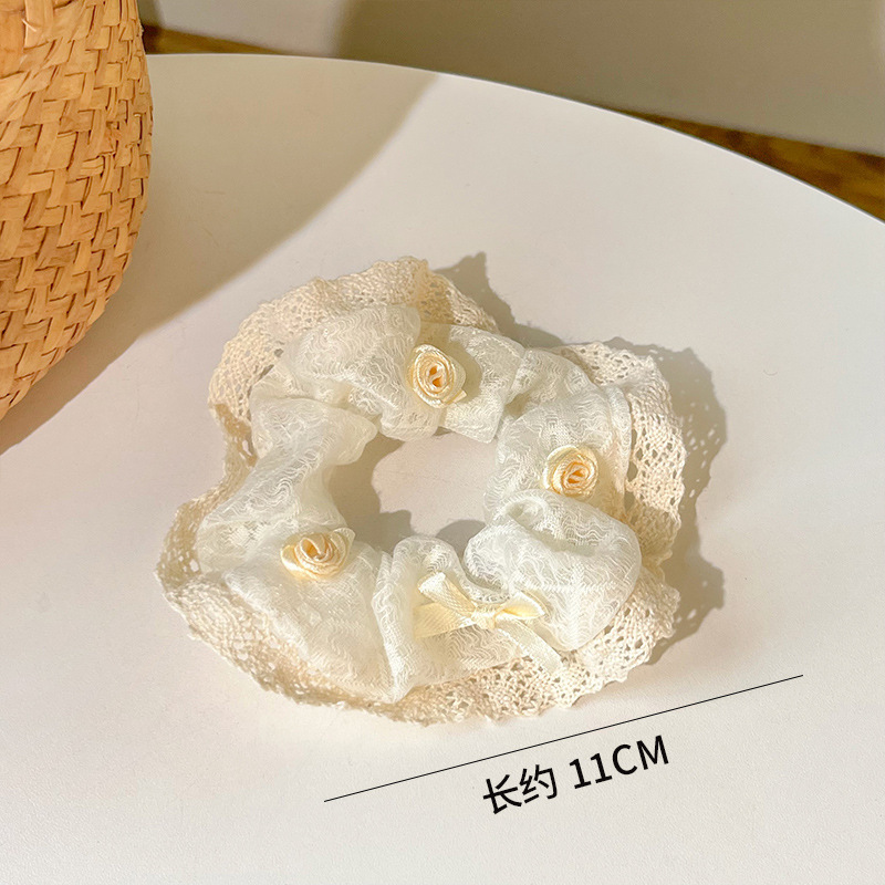 可爱红色小樱桃蕾丝大肠发圈女高级感百搭头饰扎头发大号春夏发绳|undefined