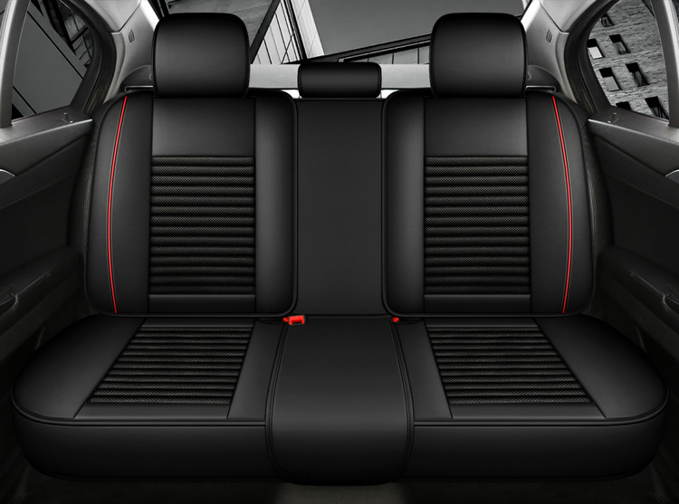 New Cross-Border Traffic Model Nappa Leather Car Seat Cushion, Universal Four-Season Cushion with Ice Silk, Five-Seater Full-Cover Machine-Woven Cooling Pad