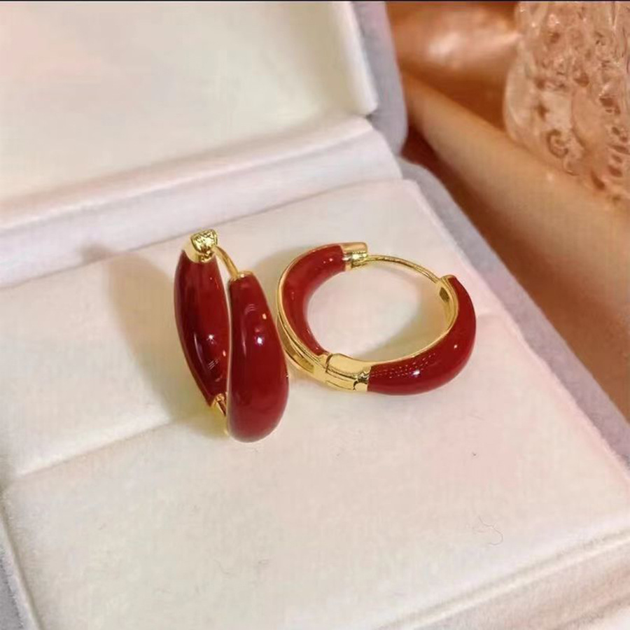 Pendientes Rojos de Moda, Estilo Retro Francés, con un Toque de Lujo, para el Año de Nacimiento, Versátiles y Ligeros, Gran Venta Transfronteriza
