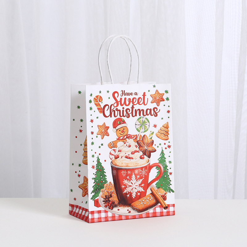 クロスボーダークリスマスポータブル紙袋そりヘラジカクラフト紙袋片面ホットスタンピング包装袋ギフトバッグ卸売|undefined