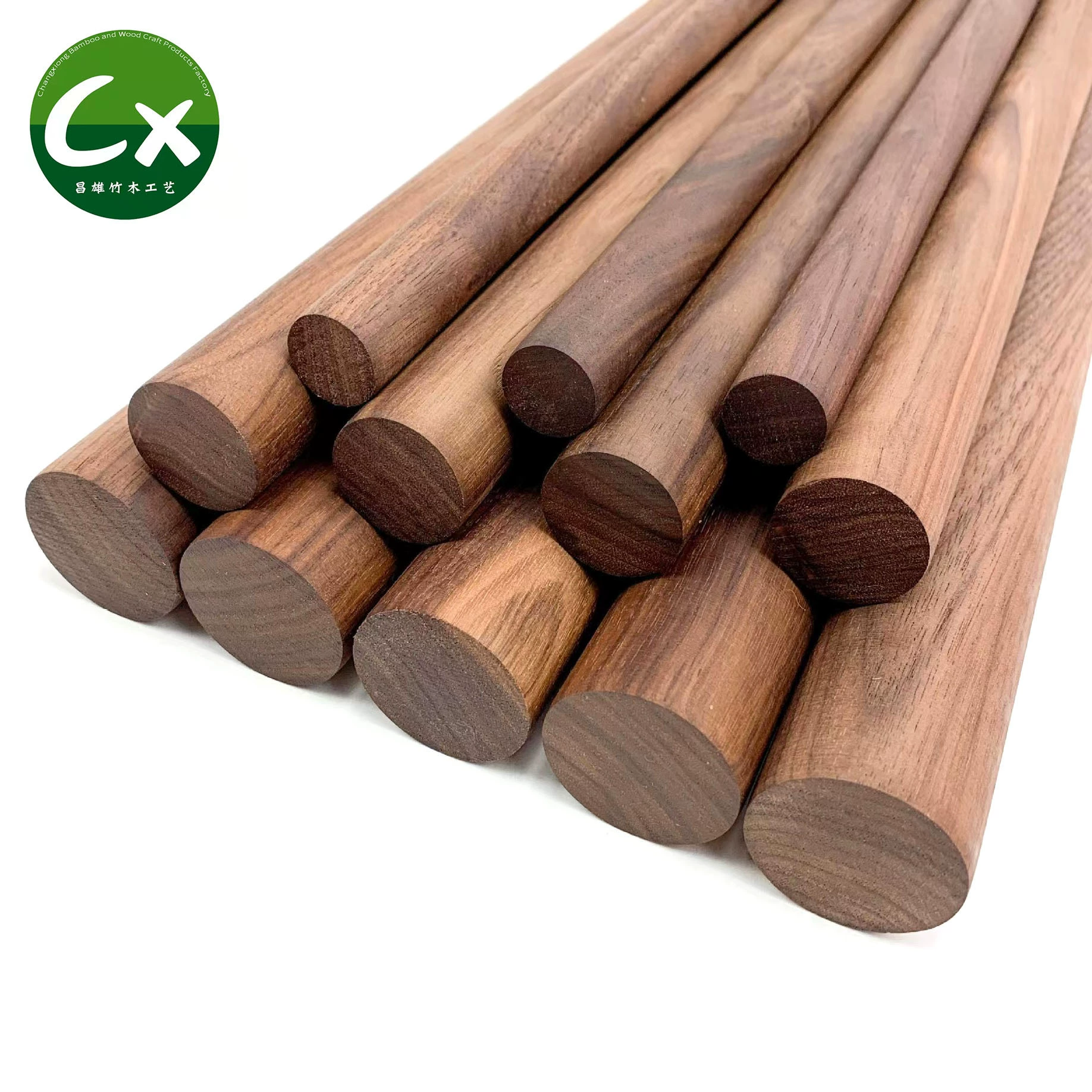 Североамериканский FAS класс черный орех круглая палка грецкий орех круглая палка деревянная палка круглый бар производители оптом любой размер вырезать