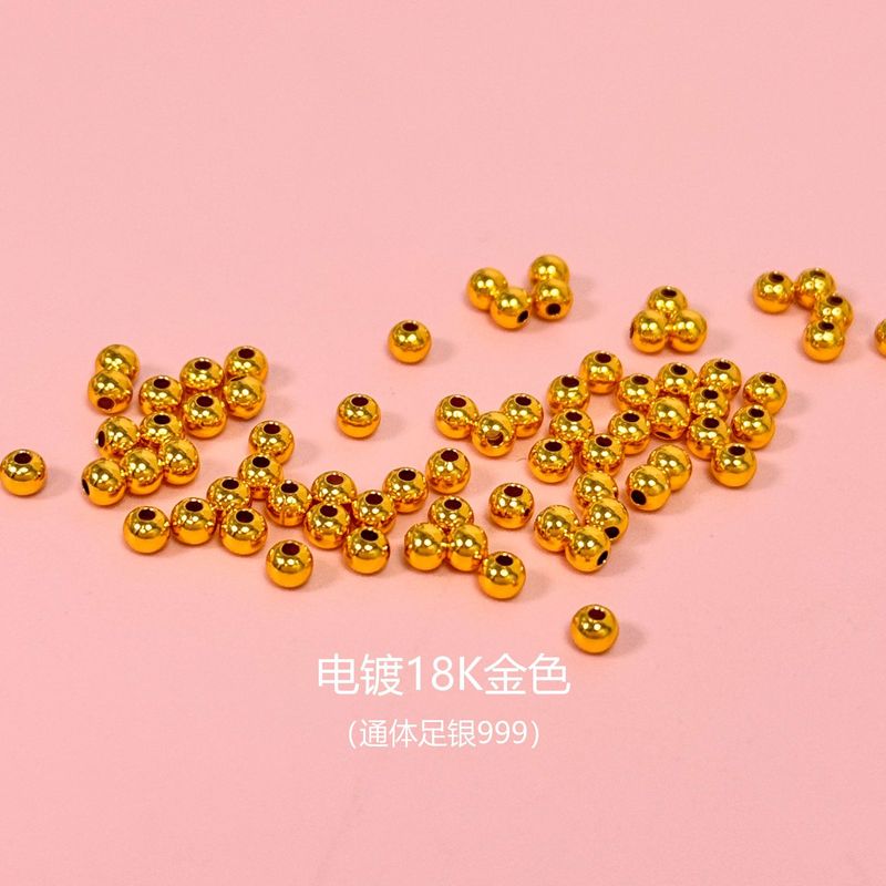 純銀 999 光沢のある光ビーズルースビーズスペーサービーズ固定ビーズ diy クリスタルブレスレットネックレスビーズ編組ロープラウンドビーズアクセサリー|undefined