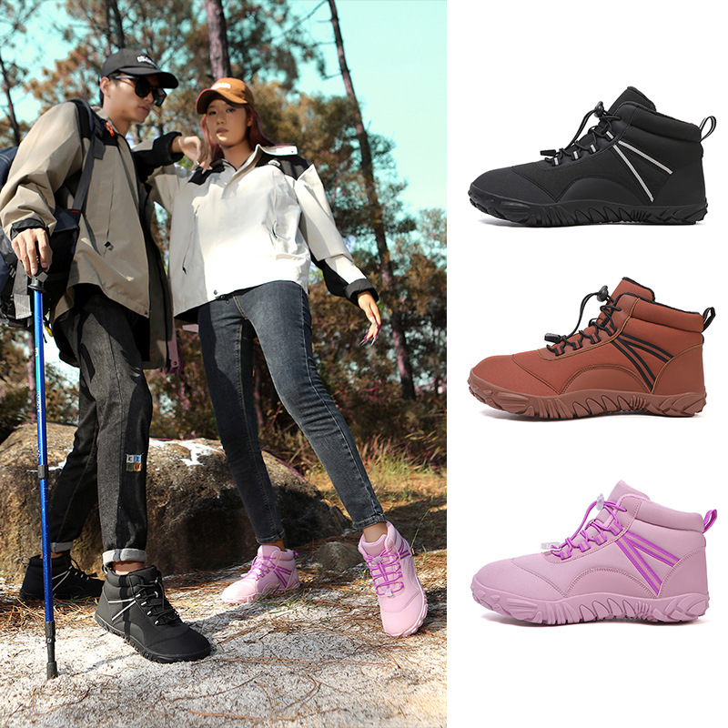 跨境冬季保暖棉鞋户外休闲五指鞋运动鞋加绒加厚中高帮男女雪地靴
