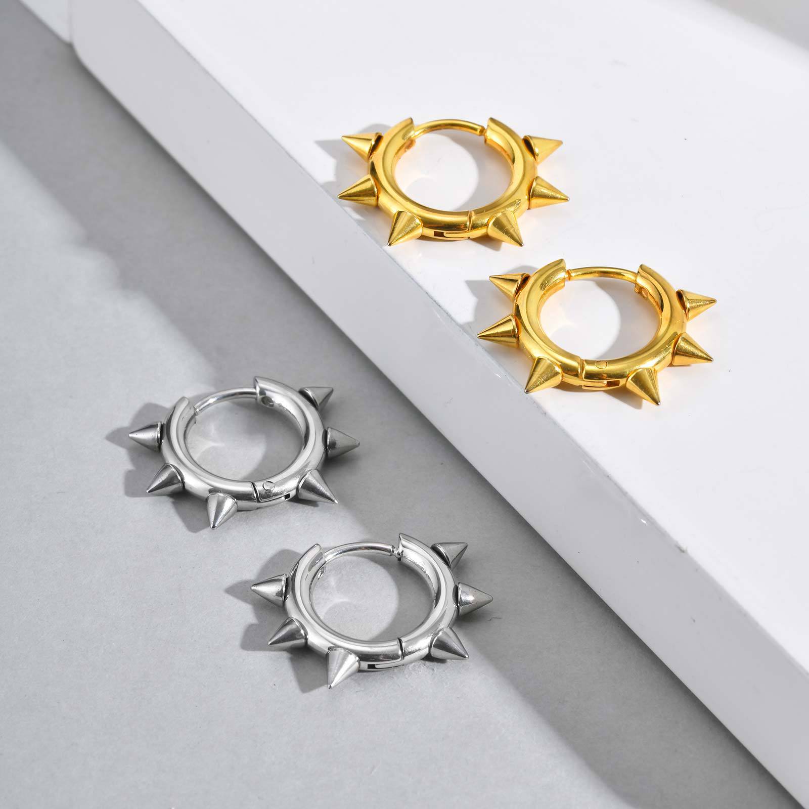 Titanium Steel Men's Jewelry Stainless Steel Industrial Style Rivet Earrings Trendy Personality Street Punk Cool Earrings Eh-751