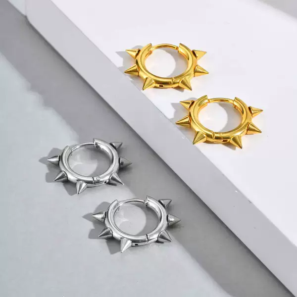 Titanium Steel Men's Jewelry Stainless Steel Industrial Style Rivet Earrings Trendy Personality Street Punk Cool Earrings Eh-751