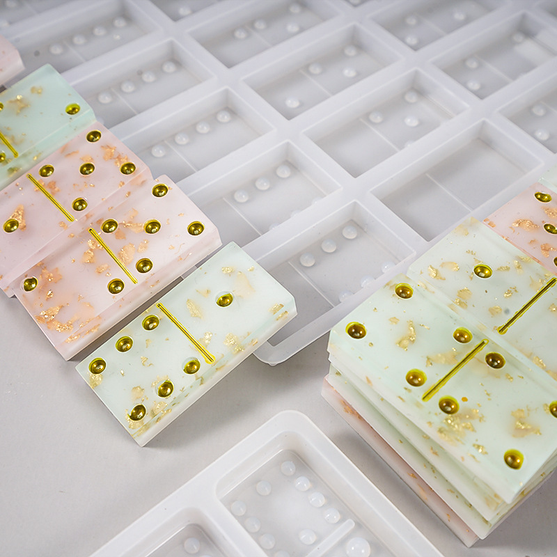 DIY Crystal Droplet Resin Mold 3 Pairs Domino Bone Mold Silicone Mirror Card Nine Bone Card Silicone Resin Code Card