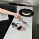 2024 Summer One line Square Toe Open Toe High Heel Shoes Minimalist Style Slim Heel Sandals Versatile Slippers