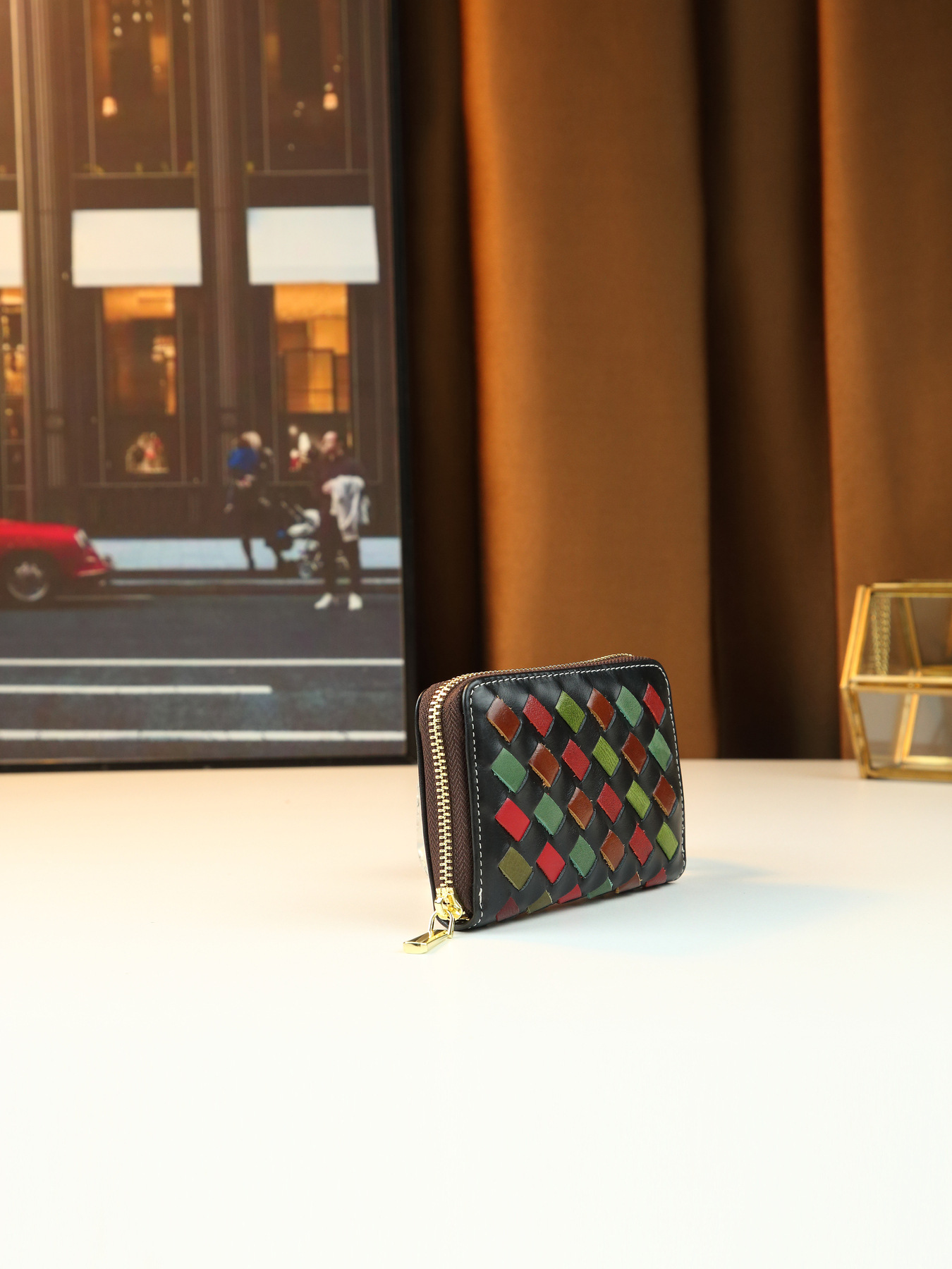 Damen Geldbörse Aus Echtem Leder Geflochten Im Retro Design_voghion.com