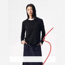 bo*商场同款正肩圆领休闲长袖T恤女25秋季新品通勤上衣