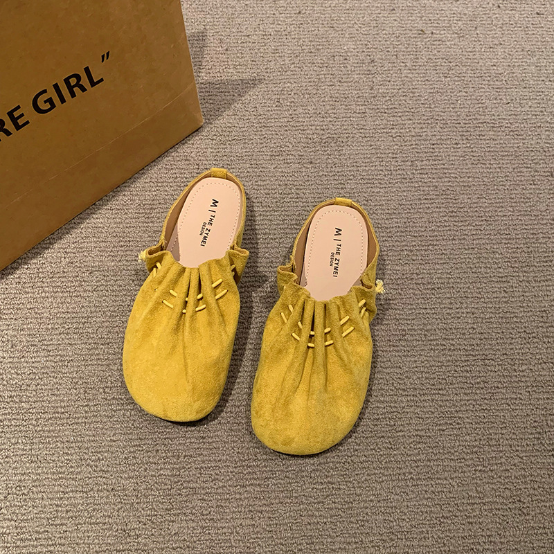 Zapatos Bocken suaves de primavera de 2025 nuevos zapatos de moda retro de un solo pie con un par de zapatos de cabeza