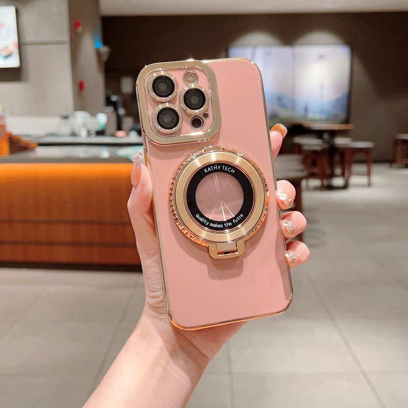 Aplicable para el ojo de charme puro galvanizado 16 diamantes 360 ° rotación magnética iphone17promax / 15