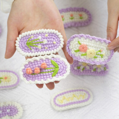 手作りのかぎ針編みのヘアピン卸売りの甘い小清新風diy材料は刺繍のヘアピンを包みます。