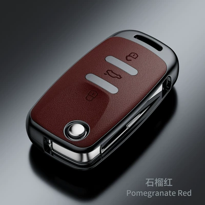 Bora Tanyue Passat Nappa – Car key bag - volkswagen-type-a-nappa-pattern-pomegranate-red-single-shell