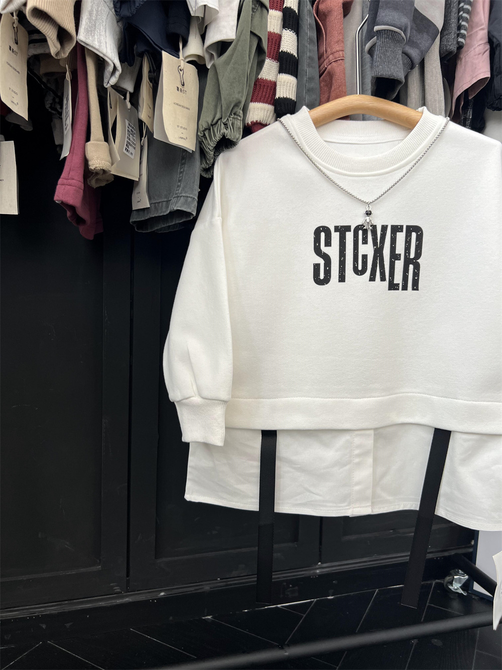 American hip-hop style autumn boys' letter  two-piece spliced shirt hoodie children's hooligan handsome street dance_voghion.com