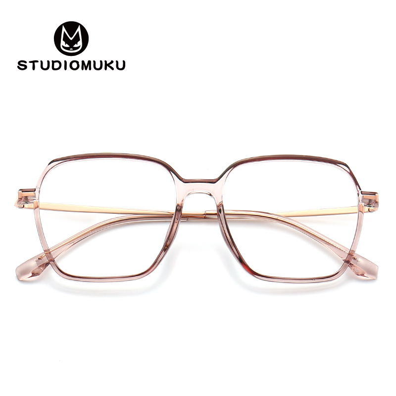 STUDIOMUKU Muku gafas de moda nacional de color caramelo cara grande marco completo transparente gradiente retro miopía gafas marco image 4