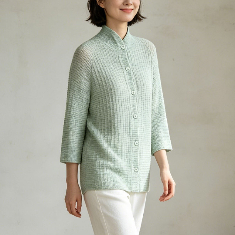 Miyake-Style Pleated Top Plus-Size Women's Summer Cardigan Korean Style Gentle Loose Fit Miyake-Style Pleated Top Plus-Size Women's Summer Cardigan Korean Style Gentle Loose Fit