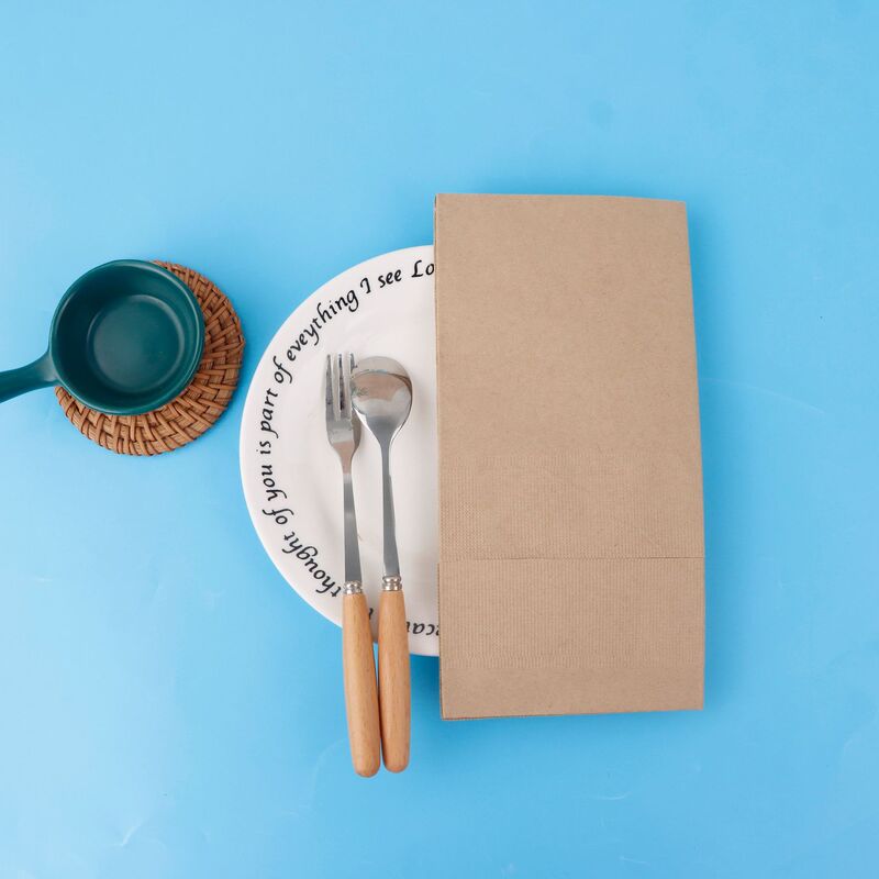 Natural Color, Eco-Friendly, Recycled Napkins That Can Be Folded and Printed with a Custom Logo Natural Color, Eco-Friendly, Recycled Napkins That Can Be Folded and Printed with a Custom Logo