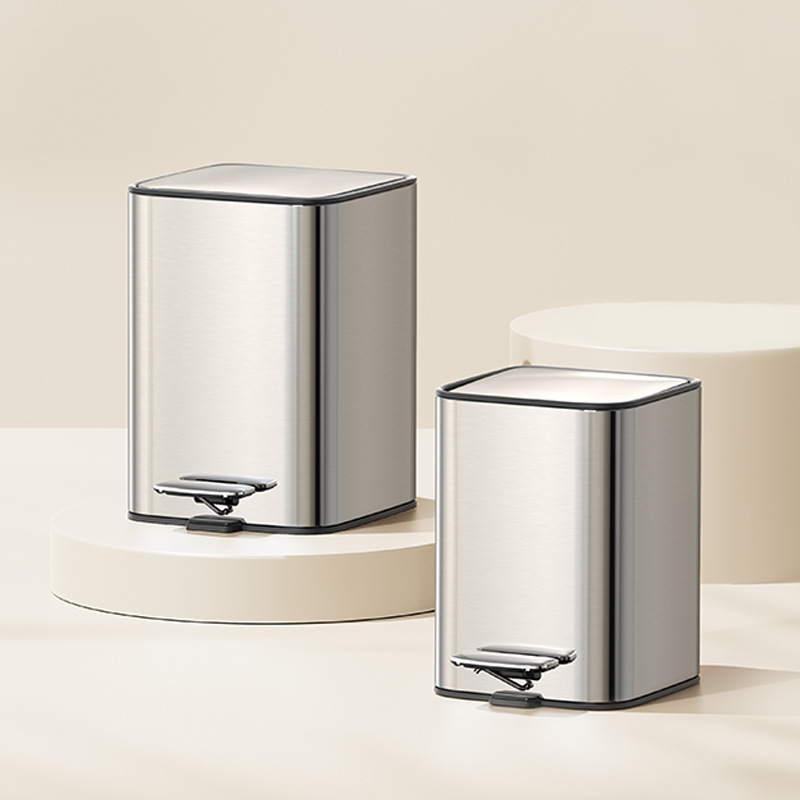 Guard series bedroom 3L square stainless steel trash can bathroom living room large capacity 5L pedal trash can manufacturers Guard series bedroom 3L square stainless steel trash can bathroom living room large capacity 5L pedal trash can manufacturers