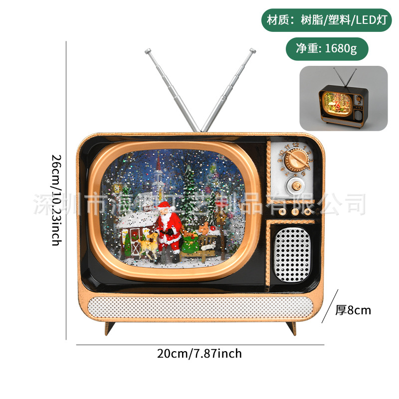 Decoraciones navideñas transfronterizas interiores de resina TV accesorios decoración de escritorio nostálgica decoración de ventanas de televisión image 8