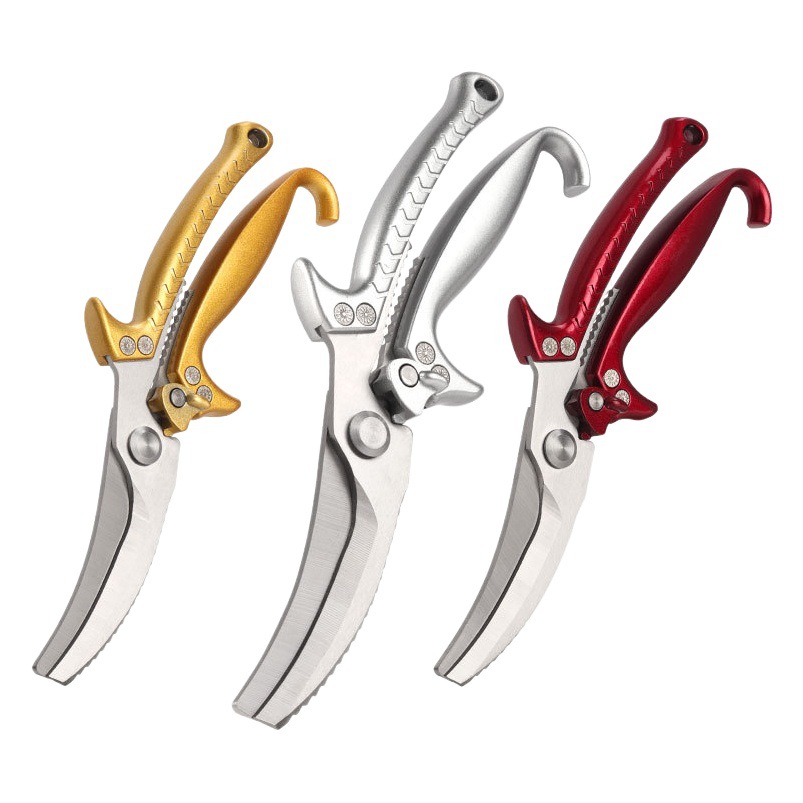 Tiburón ballena tijeras de hueso de pollo al por mayor hogar al aire libre SK5 tijeras de acero tijeras multifuncionales de oro tijeras de cocina de acero inoxidable