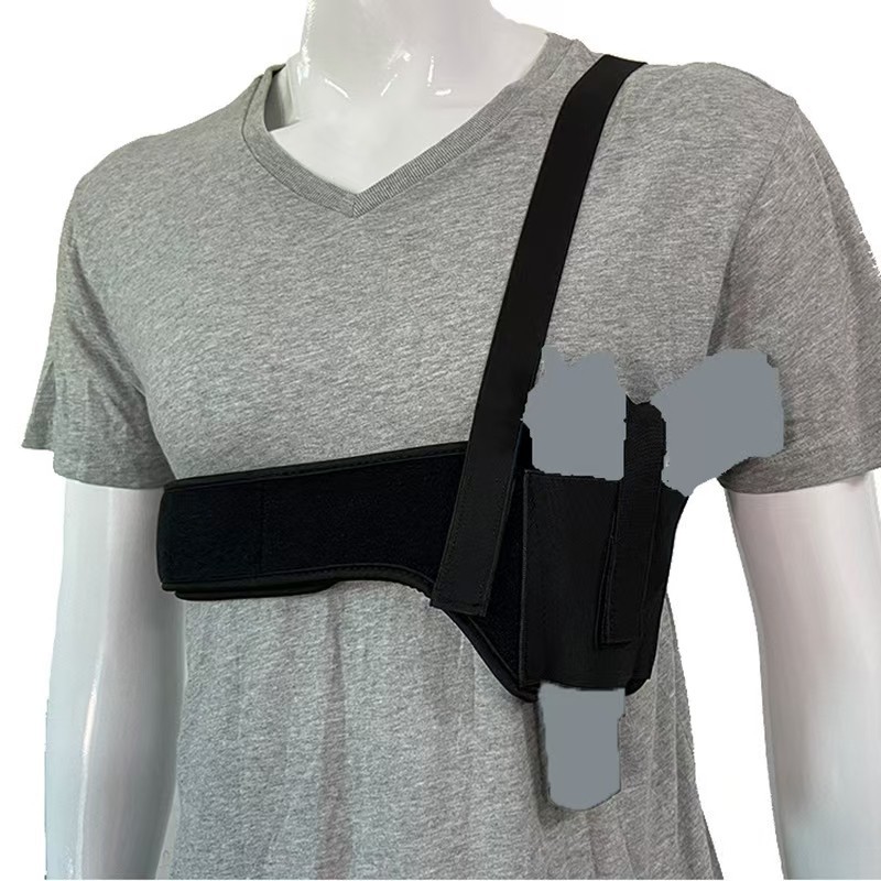 Neoprene tactical gun holster, dual-use for waist/handheld, quick-draw design, shoulder-hanging, waist-and-armpit concealed carry