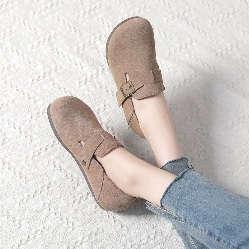 Туфли Birkenstock из матовой кожи для женщин, 2025, новые, на одну ногу, плоская подошва, удобные, повседневные туфли в стиле ретро