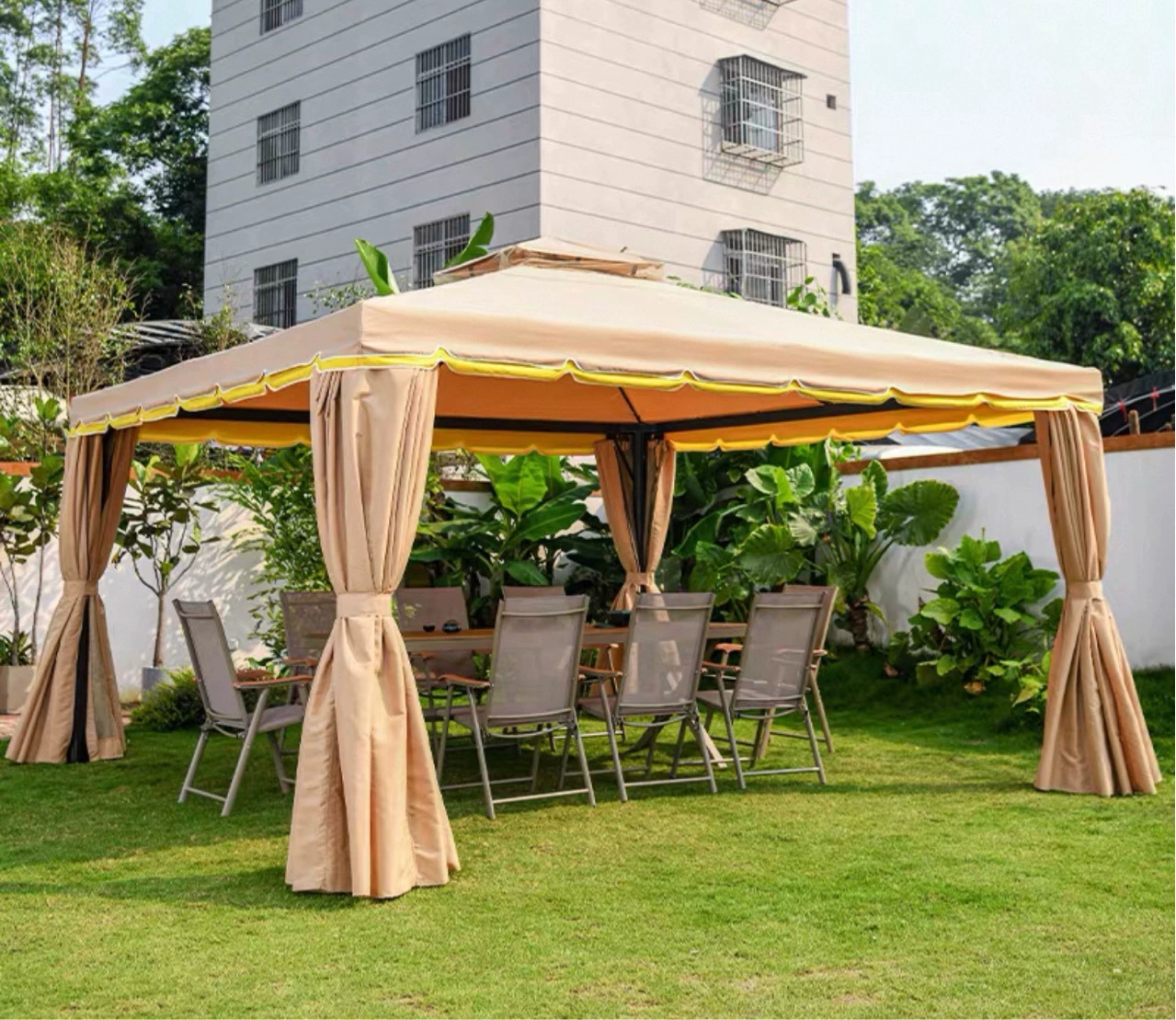 Уличный навес, большой рекламный зонтик, киоск, римская палатка, садовый павильон во дворе, шатер для мероприятий