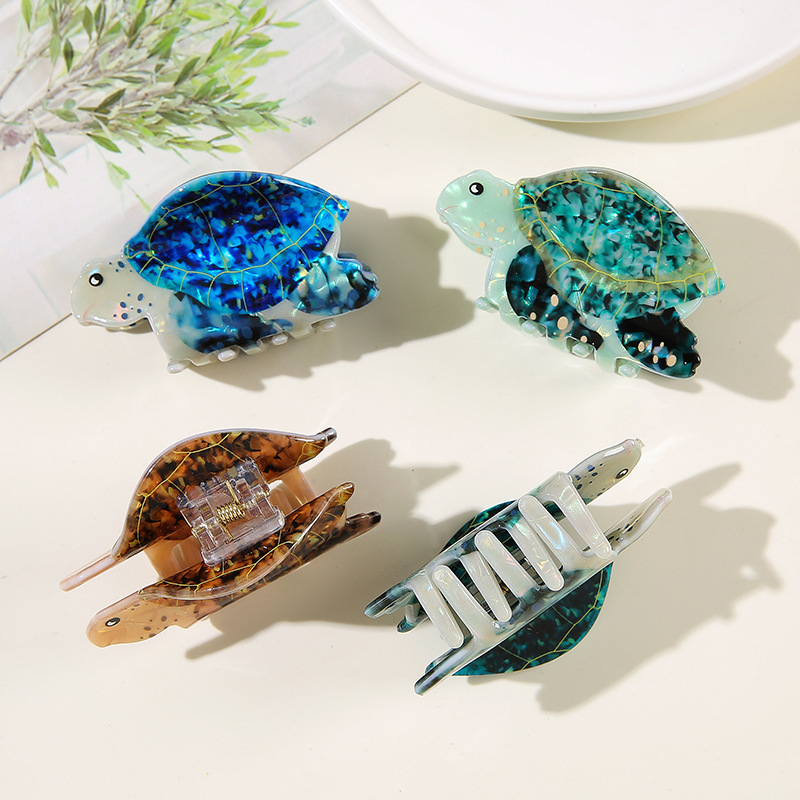 スパークリングガールオーシャンシリーズリトルタートルエレガントでファッショナブルなヘアピングリッパーかわいい動物カメニッチサメクリップ|undefined