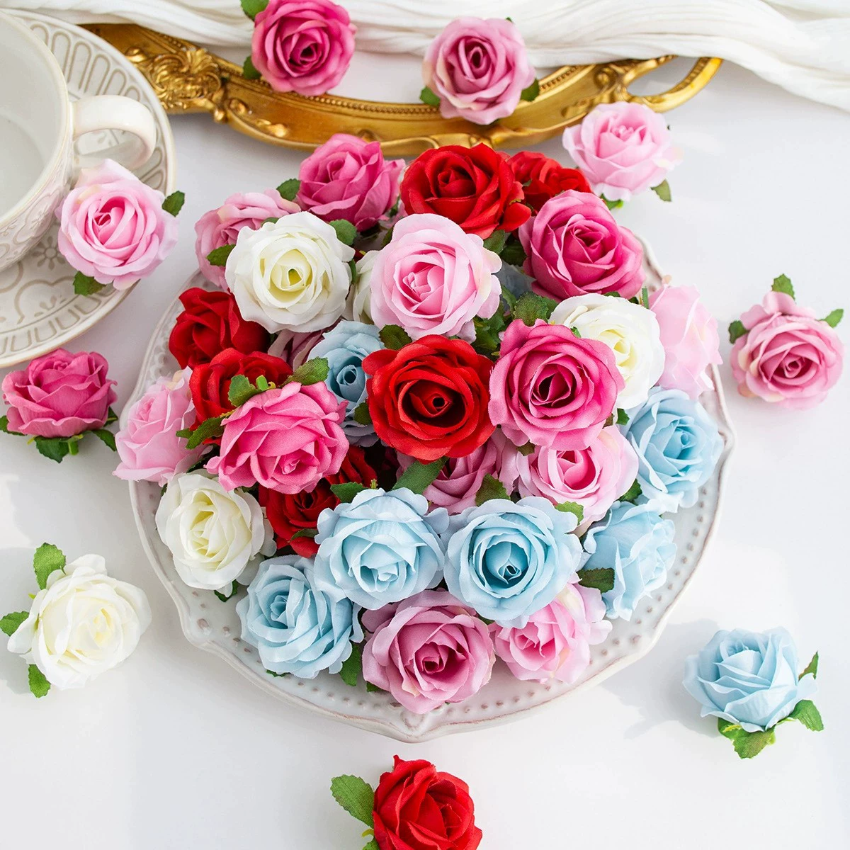 Искусственная роза Anna Rose из шелка, набор для рукоделия DIY, венок, декоративные аксессуары для коробки подарка, оформление стены цветами, свадебный декор