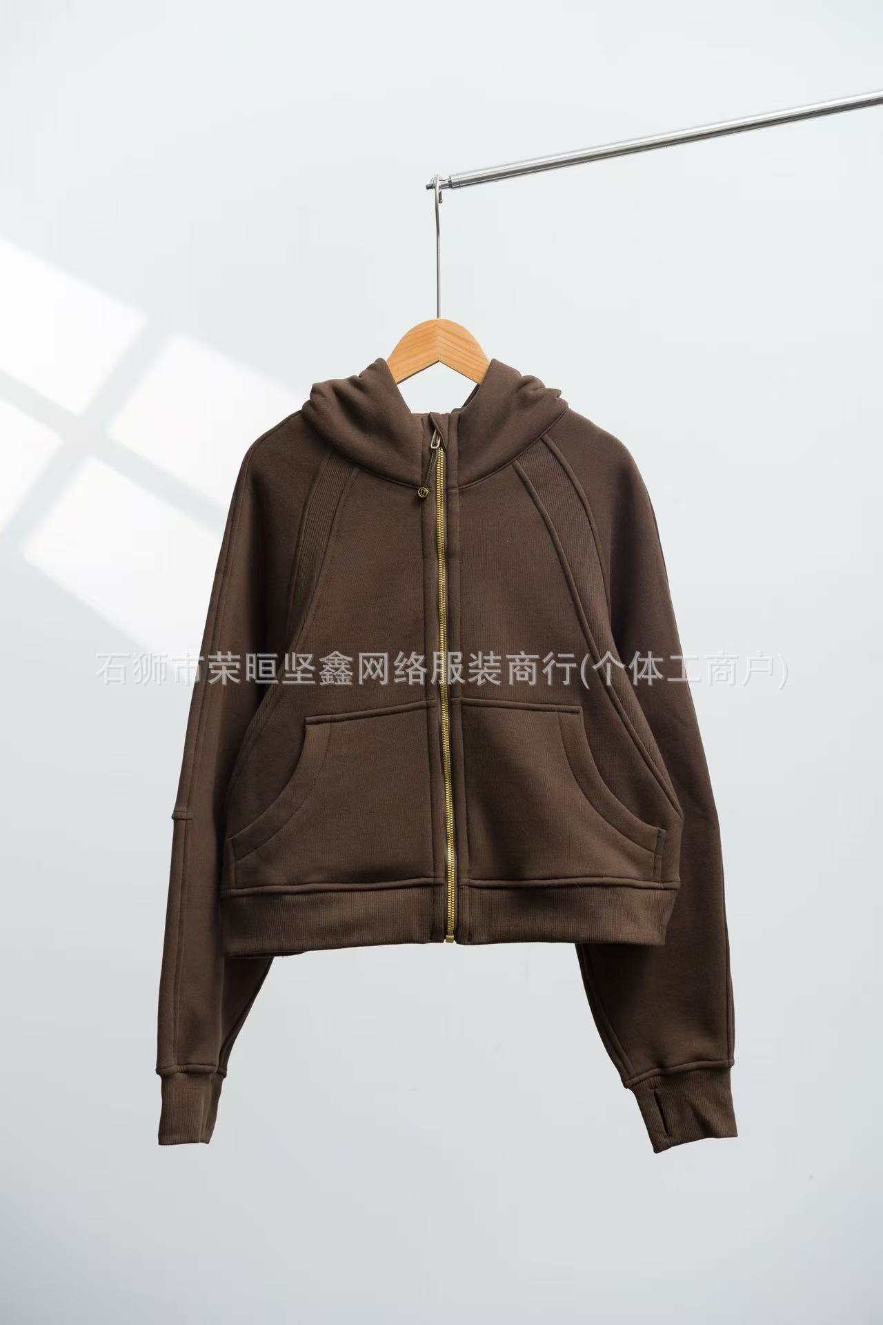 宽松连帽咖啡色金标+金拉链 / XS/S【建议100-120斤】