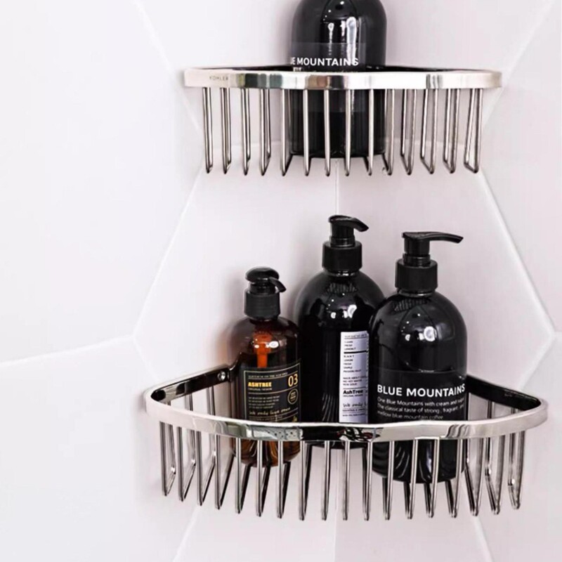 304 Stainless Steel Bathroom Triangle Storage Rack Bathroom Shower Gel Shelf Tripod Shampoo Triangle Basket